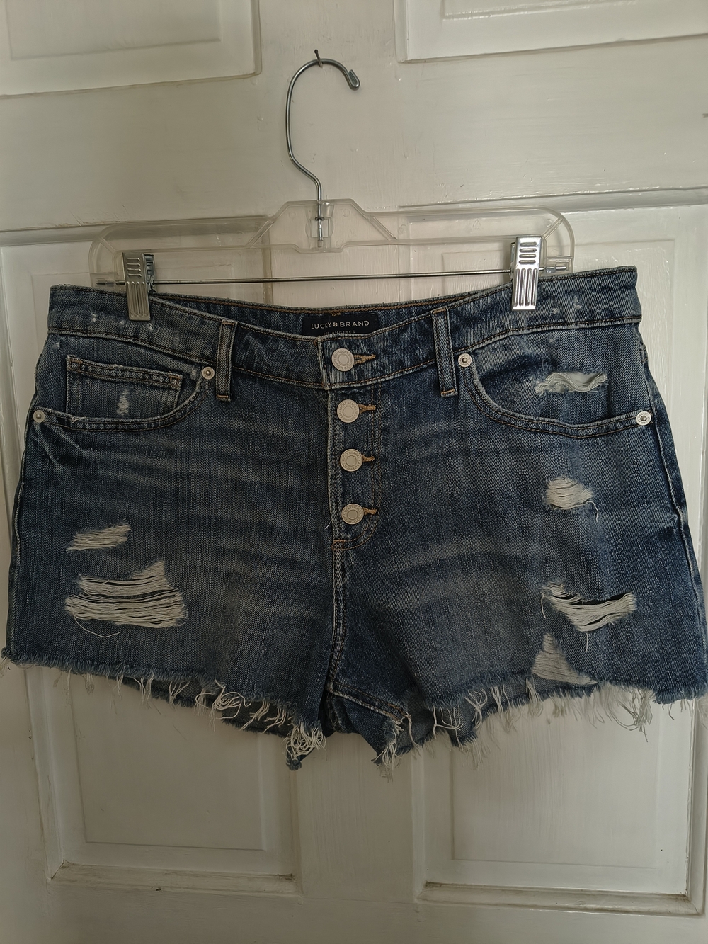 Lucky Brand  Women's Distressed Blue Denim Shorts